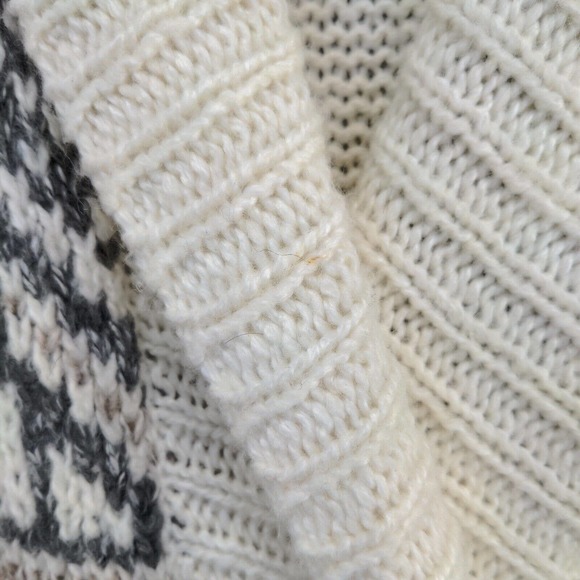 Old Navy Women's Open Front Cardigan Knit Sweater Cream XXL Fair Isle Wool Blend - Picture 4 of 13